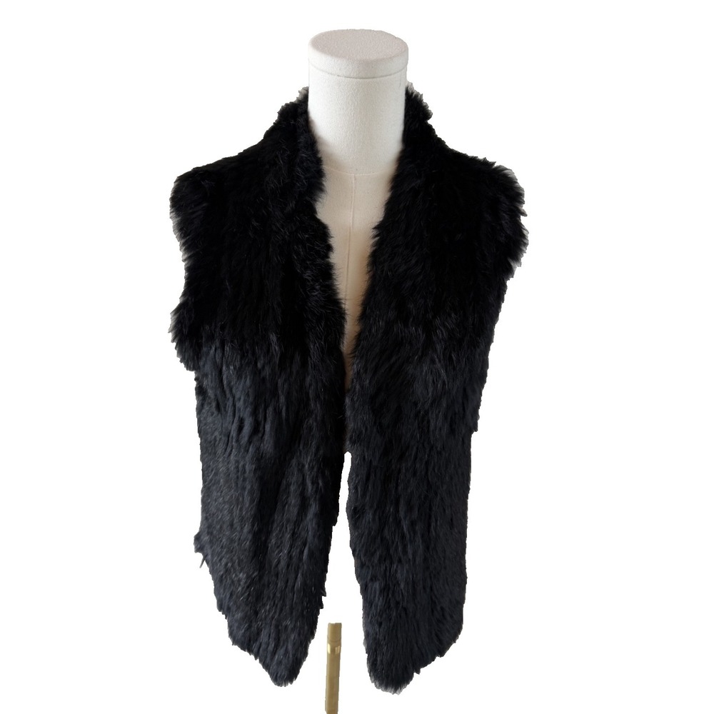 Quinn Super Soft Rabbit Fur Black Vest Women's Size Small Quality!